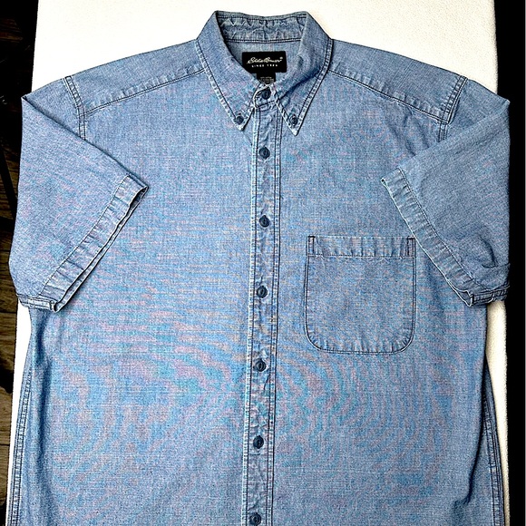 Eddie Bauer Men's Heavyweight SS 100% Cotton Denim Shirt Size (M) - Picture 6 of 9